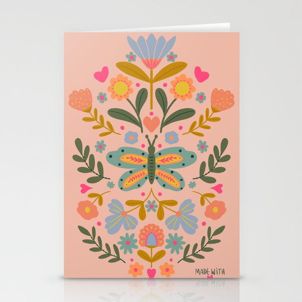 Folksy Floral Butterfly  Stationery Card Gallery Image 2