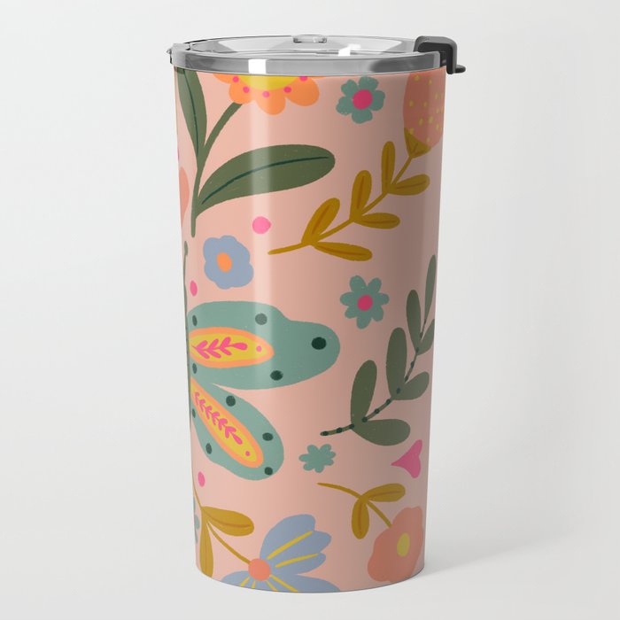 Folksy Floral Butterfly  Travel Mug Gallery Image 2