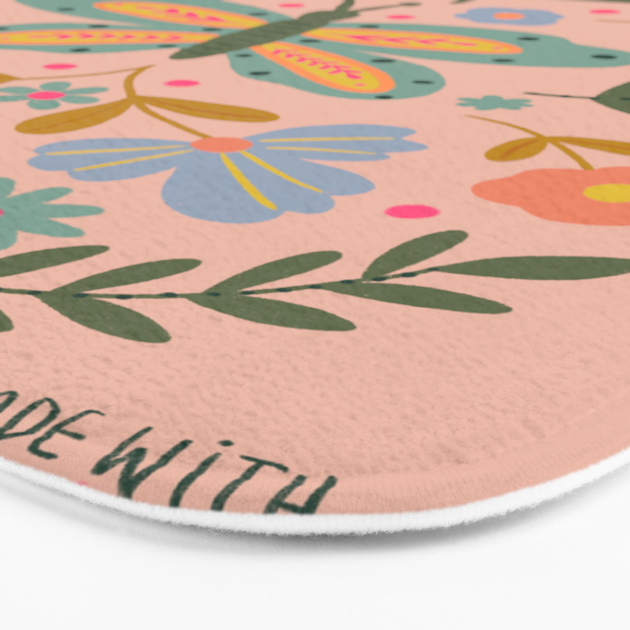 Folksy Floral Butterfly  Bath Mat Gallery Image 3