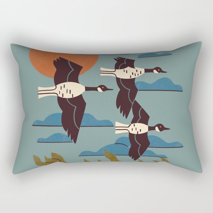 Geese Flying South Rectangular Pillow Gallery Image 1