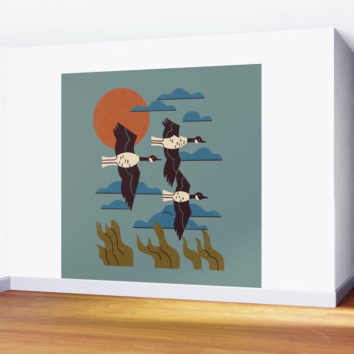 Geese Flying South Wall Mural Gallery Image 2
