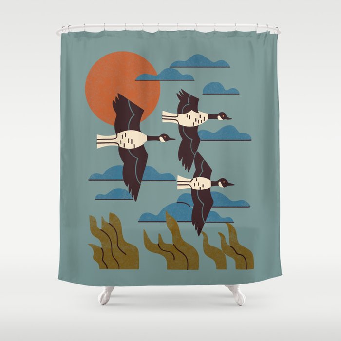 Geese Flying South Shower Curtain Gallery Image 1