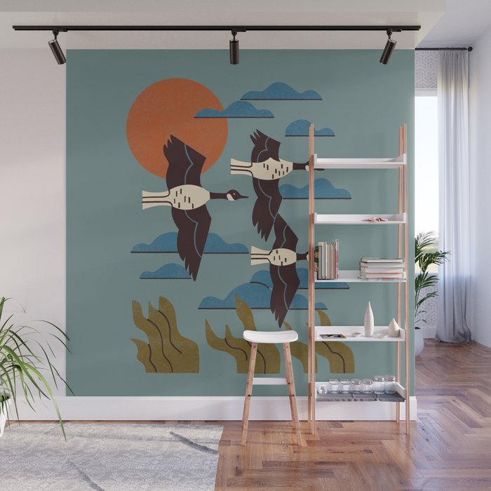 Geese Flying South Wall Mural Gallery Image 1