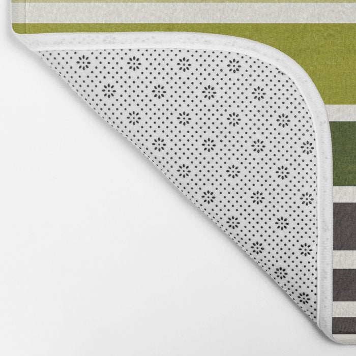 Olive Green Minimalist Watercolor Mid Century Staggered Stripes Rothko Color Block Geometric Art Bath Mat Gallery Image 2
