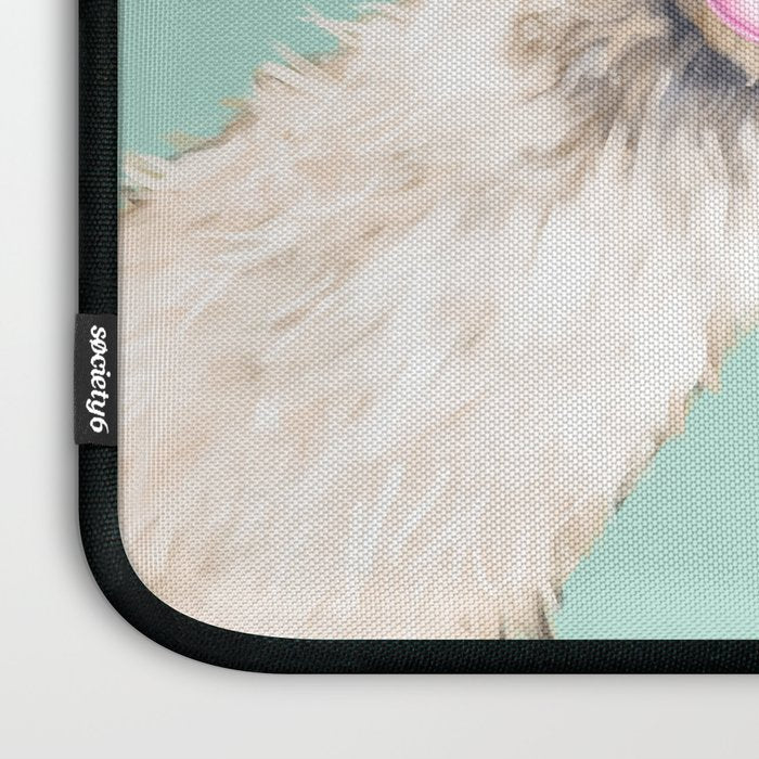 Bubblegum Sneaky Llama in Green Laptop Sleeve Gallery Image 3