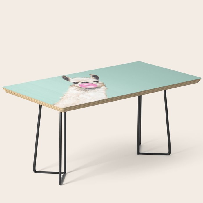 Bubblegum Sneaky Llama in Green Coffee Table Gallery Image 1