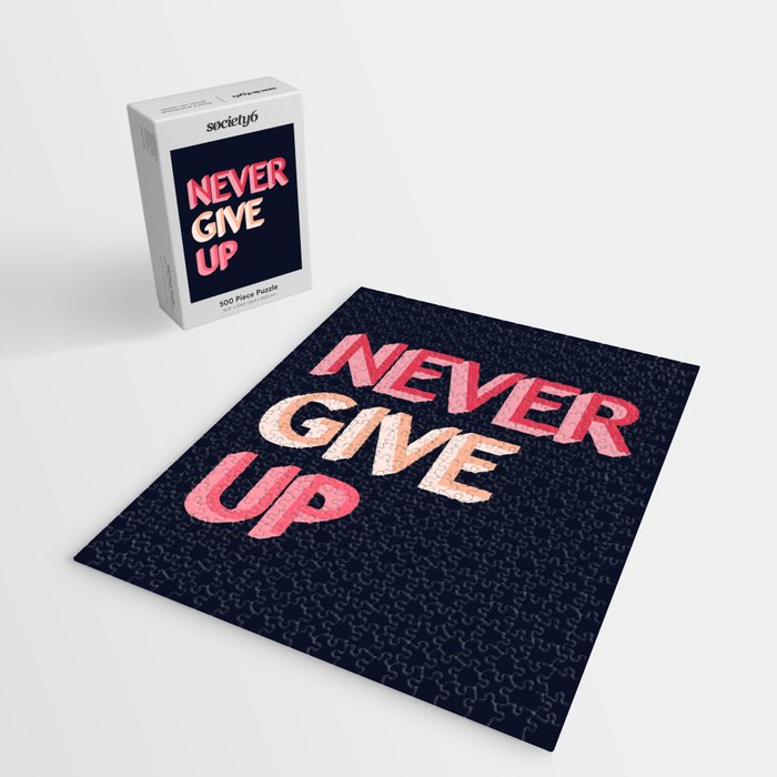 Never give up - pink Jigsaw Puzzle Gallery Image 2