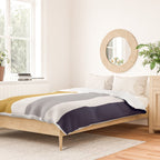 Quattro Stripe Minimalist Broad Stripe Color Block Pattern in Mustard Yellow, Navy Blue, Gray, White Duvet Cover Gallery Image 2