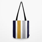 Quattro Stripe Minimalist Broad Stripe Color Block Pattern in Mustard Yellow, Navy Blue, Gray, White Tote Bag Gallery Image 2