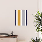 Quattro Stripe Minimalist Broad Stripe Color Block Pattern in Mustard Yellow, Navy Blue, Gray, White Poster Gallery Image 2