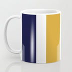 Quattro Stripe Minimalist Broad Stripe Color Block Pattern in Mustard Yellow, Navy Blue, Gray, White Coffee Mug Gallery Image 3