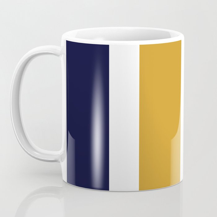 Quattro Stripe Minimalist Broad Stripe Color Block Pattern in Mustard Yellow, Navy Blue, Gray, White Coffee Mug Gallery Image 3