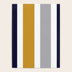Quattro Stripe Minimalist Broad Stripe Color Block Pattern in Mustard Yellow, Navy Blue, Gray, White Poster Gallery Image 4