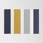 Quattro Stripe Minimalist Broad Stripe Color Block Pattern in Mustard Yellow, Navy Blue, Gray, White Rug Gallery Image 2