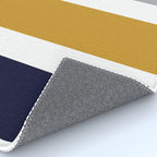 Quattro Stripe Minimalist Broad Stripe Color Block Pattern in Mustard Yellow, Navy Blue, Gray, White Rug Gallery Image 4