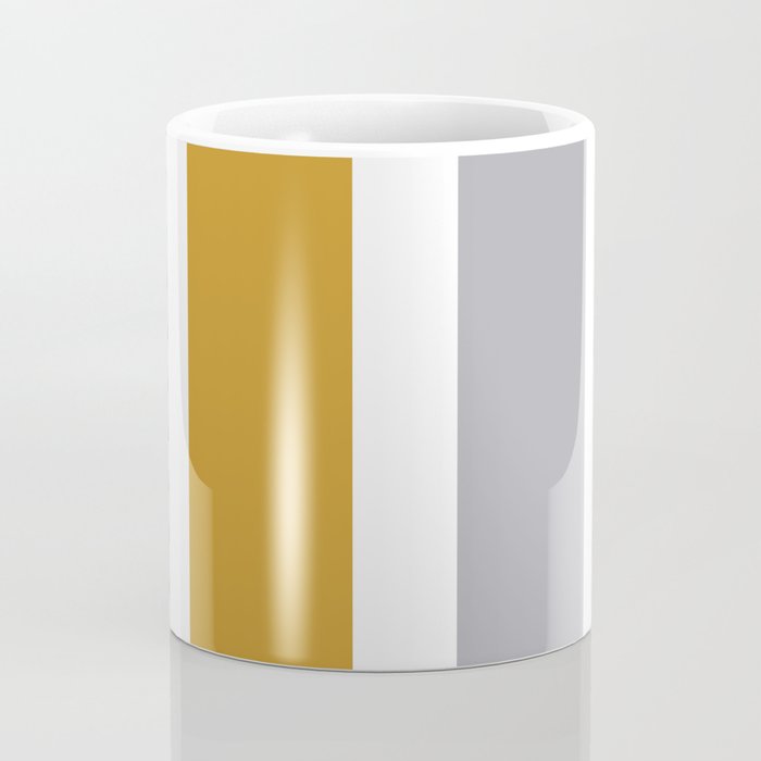 Quattro Stripe Minimalist Broad Stripe Color Block Pattern in Mustard Yellow, Navy Blue, Gray, White Coffee Mug Gallery Image 4