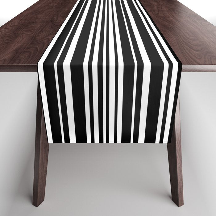 Classic Stripes XLI - Black and White Table Runner Gallery Image 1