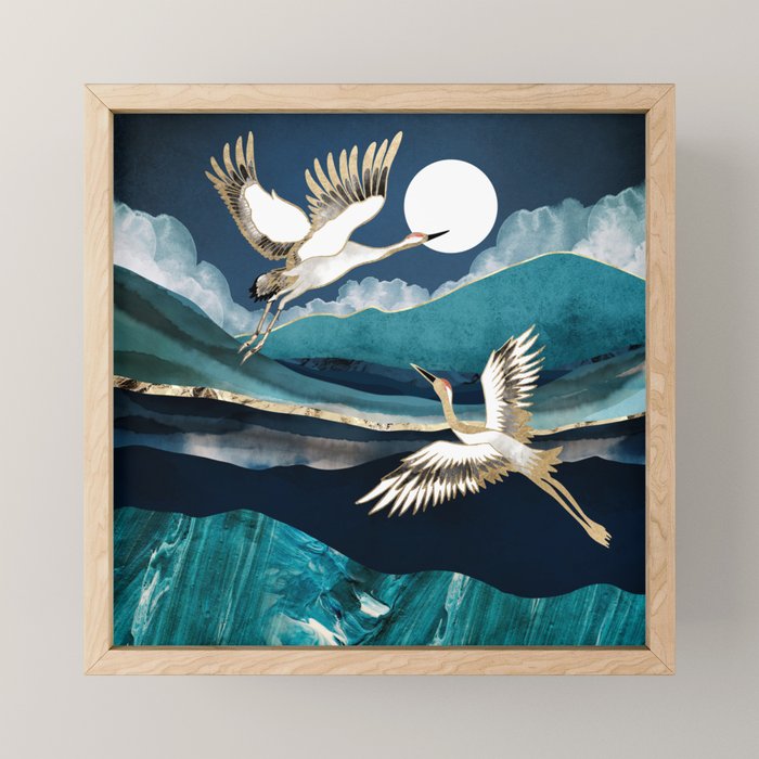 Midnight Cranes Mini Art Print Gallery Image 1