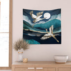 Midnight Cranes Wall Tapestry Gallery Image 2
