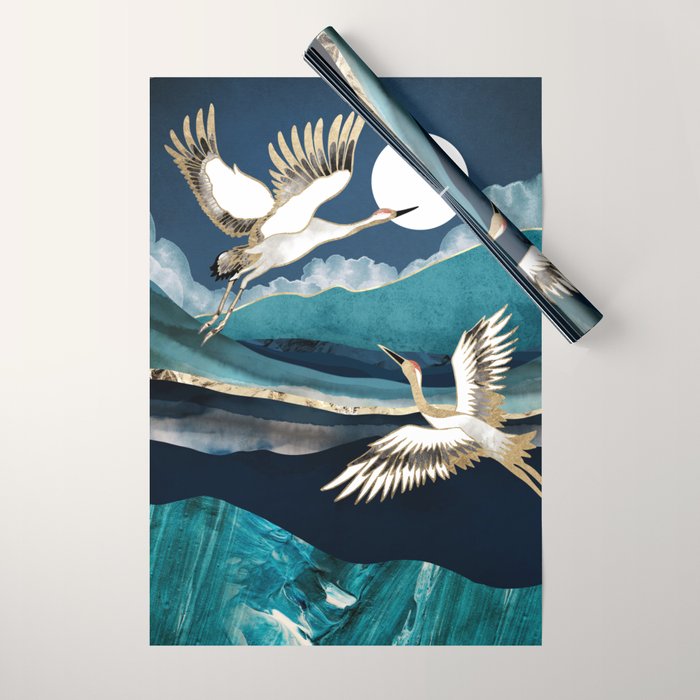Midnight Cranes Wrapping Paper Gallery Image 1