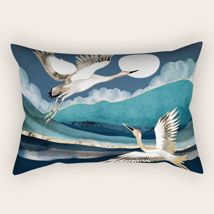 Midnight Cranes Rectangular Pillow Gallery Image 2