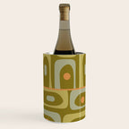 Mid Century Modern Piquet Retro Abstract Tiled Pattern in Vintage Olive Green and Cantaloupe Orange Wine Chiller Gallery Image 3