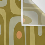 Mid Century Modern Piquet Retro Abstract Tiled Pattern in Vintage Olive Green and Cantaloupe Orange Wall Tapestry Gallery Image 3