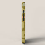 Mid Century Modern Piquet Retro Abstract Tiled Pattern in Vintage Olive Green and Cantaloupe Orange iPhone Case Gallery Image 2