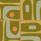 Mid Century Modern Piquet Retro Abstract Tiled Pattern in Vintage Olive Green and Cantaloupe Orange Coffee Mug Gallery Image 2