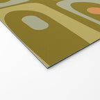 Mid Century Modern Piquet Retro Abstract Tiled Pattern in Vintage Olive Green and Cantaloupe Orange Welcome Mat Gallery Image 2