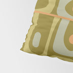 Mid Century Modern Piquet Retro Abstract Tiled Pattern in Vintage Olive Green and Cantaloupe Orange Pillow Sham Gallery Image 4