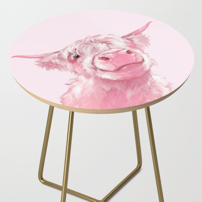 Highland Cow Pink Side Table Gallery Image 2