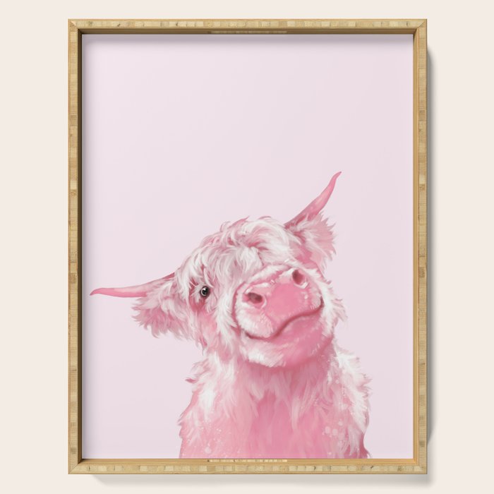 Highland Cow Pink Serving Tray Gallery Image 1