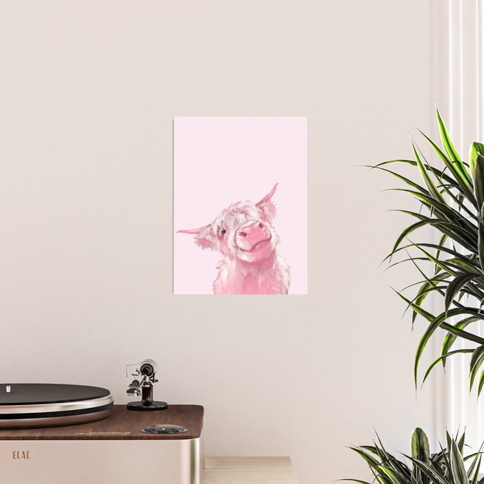 Highland Cow Pink Poster Gallery Image 2