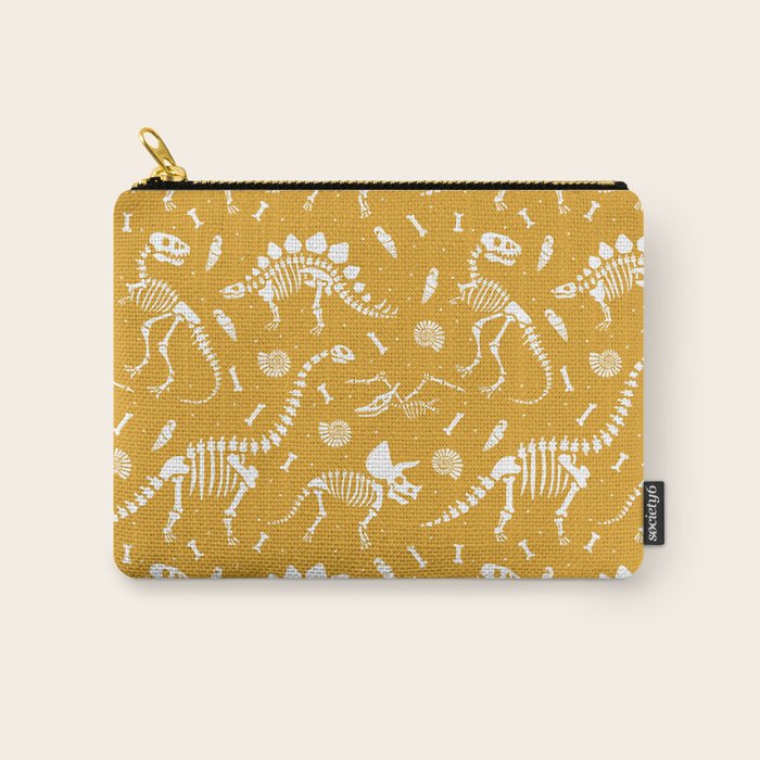 Dinosaur Fossils on Mustard Yellow Carry All Pouch Gallery Image 1