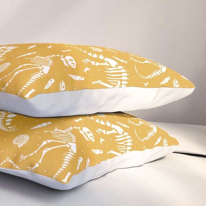 Dinosaur Fossils on Mustard Yellow Pillow Sham Gallery Image 3