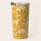 Dinosaur Fossils on Mustard Yellow Travel Mug Gallery Image 3