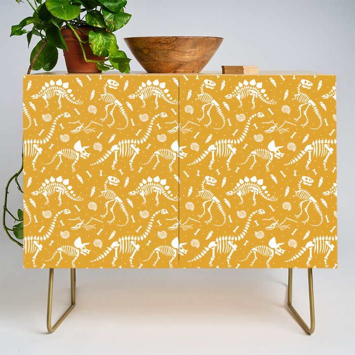 Dinosaur Fossils on Mustard Yellow Credenza Gallery Image 1