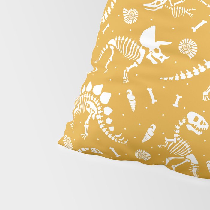 Dinosaur Fossils on Mustard Yellow Pillow Sham Gallery Image 4