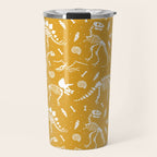 Dinosaur Fossils on Mustard Yellow Travel Mug Gallery Image 1