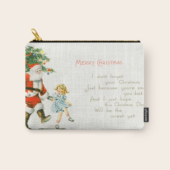 Vintage Christmas Card 1921 Santa Claus Children's Poem Festive Art Carry All Pouch Gallery Image 1