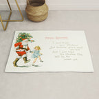 Vintage Christmas Card 1921 Santa Claus Children's Poem Festive Art Rug Gallery Image 1