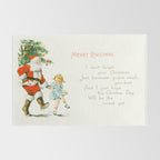 Vintage Christmas Card 1921 Santa Claus Children's Poem Festive Art Rug Gallery Image 2
