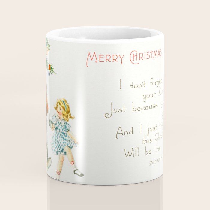 Vintage Christmas Card 1921 Santa Claus Children's Poem Festive Art Coffee Mug Gallery Image 4