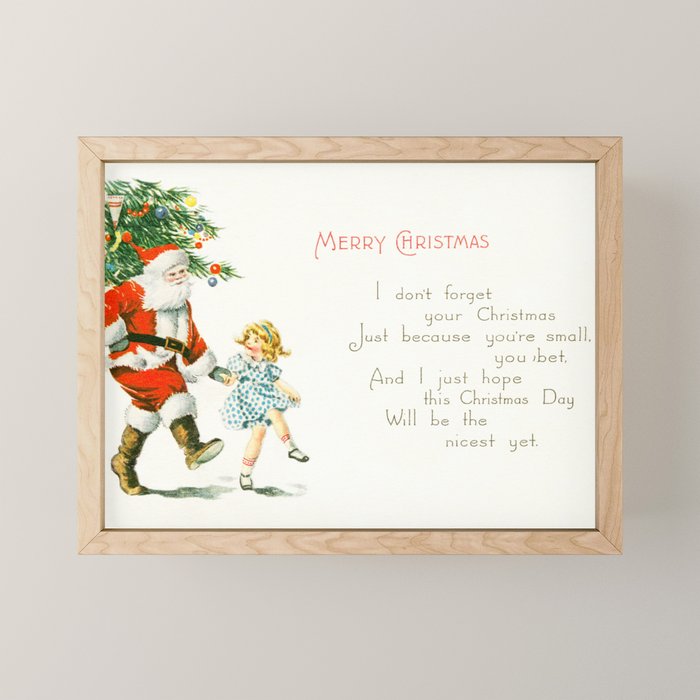 Vintage Christmas Card 1921 Santa Claus Children's Poem Festive Art Mini Art Print Gallery Image 1