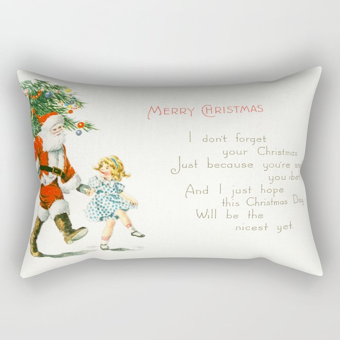 Vintage Christmas Card 1921 Santa Claus Children's Poem Festive Art Rectangular Pillow Gallery Image 2