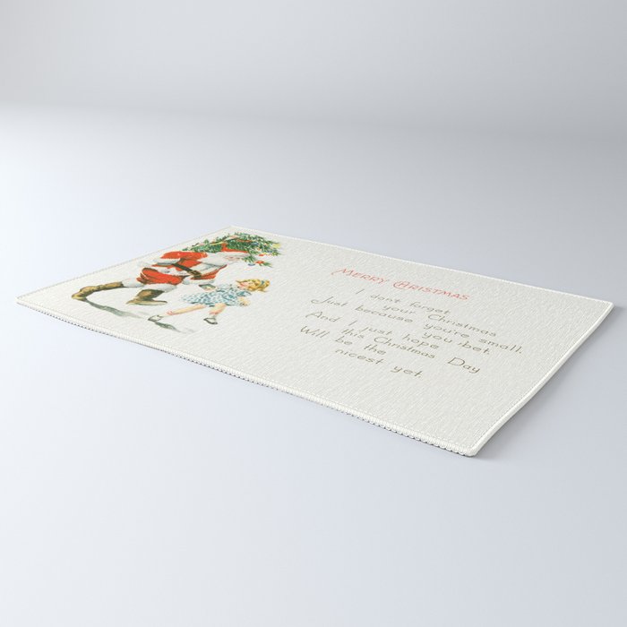 Vintage Christmas Card 1921 Santa Claus Children's Poem Festive Art Rug Gallery Image 3