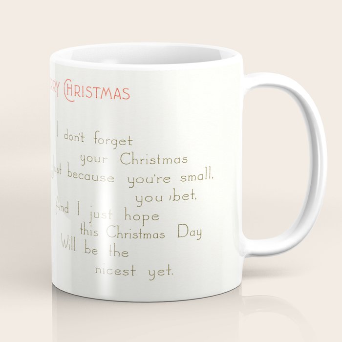 Vintage Christmas Card 1921 Santa Claus Children's Poem Festive Art Coffee Mug Gallery Image 1