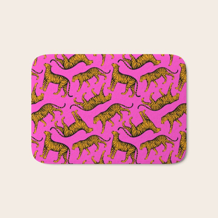 Tigers (Magenta and Marigold) Bath Mat Gallery Image 1