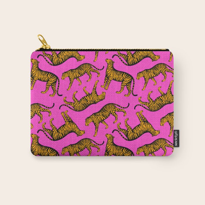 Tigers (Magenta and Marigold) Carry All Pouch Gallery Image 1
